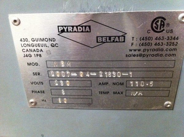 nameplate used dust collector