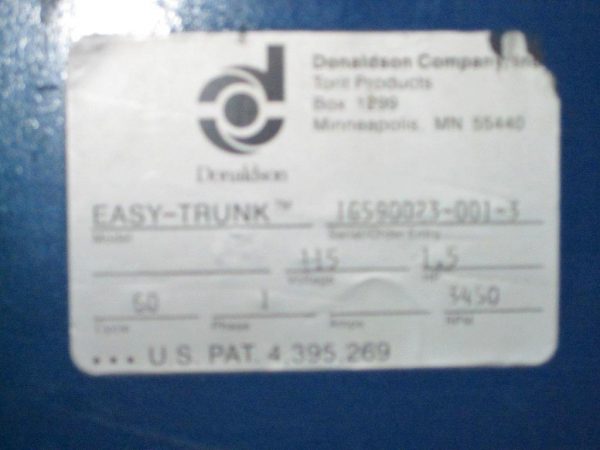 SOLD! Donaldson Torit Easy Trunk (750 CFM) Portable Fume Used Dust Collector -4260
