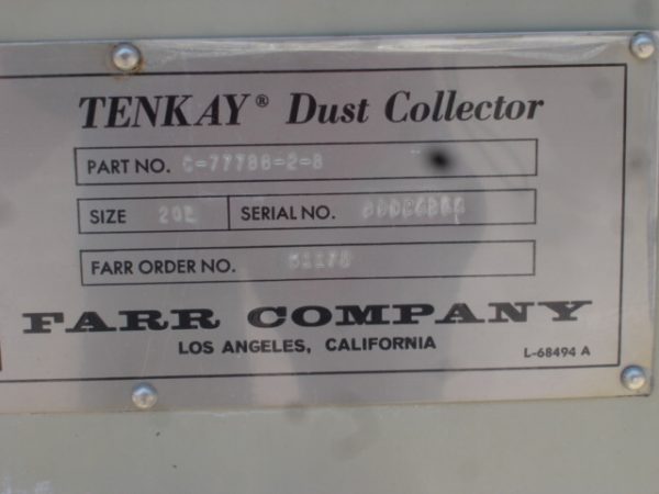 SOLD! Farr Tenkay 20L (6,000 CFM) Used Cartridge Dust Collector-4361