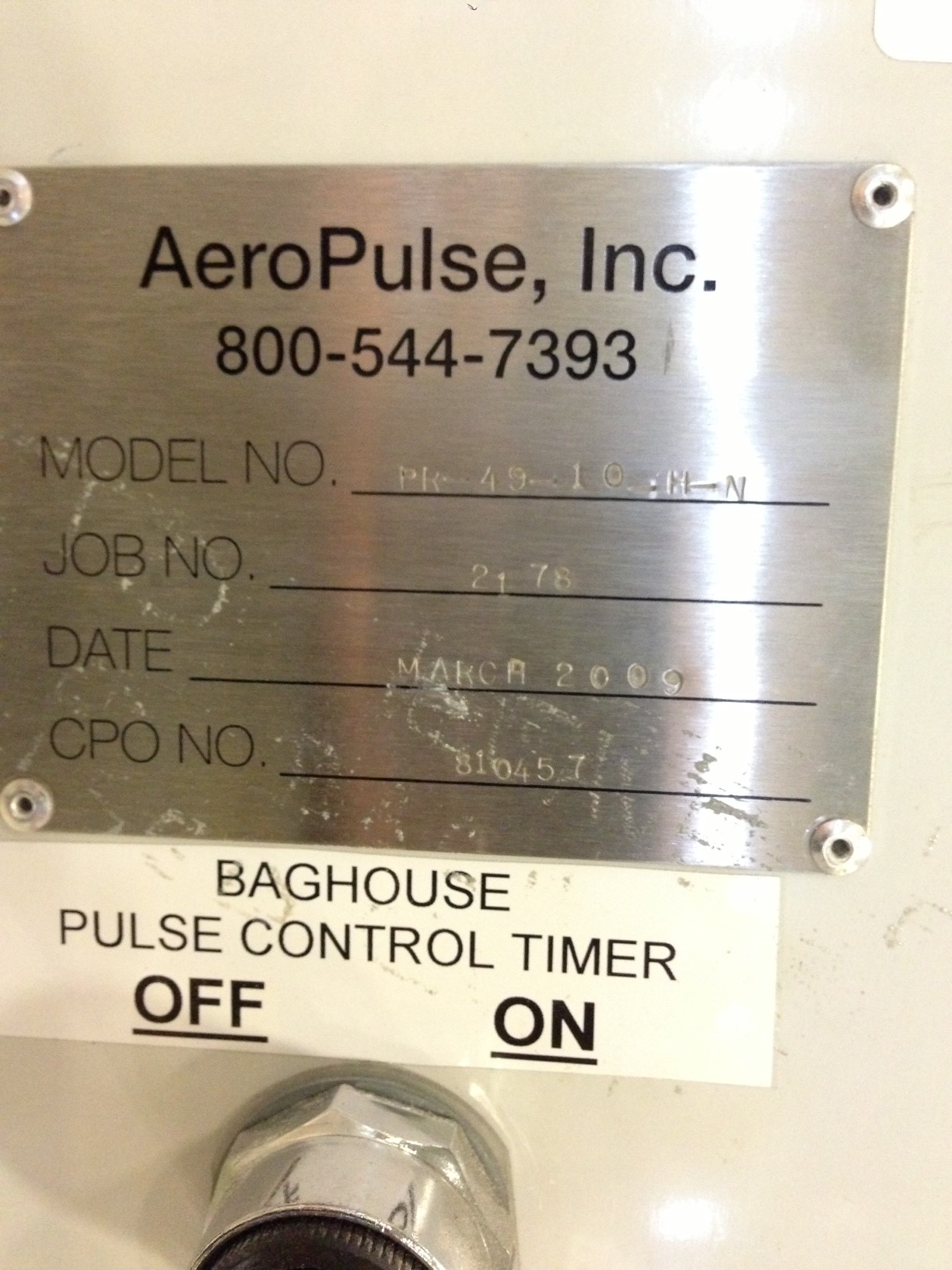 SOLD! Aeropulse PR-49-10-H-N (2,000 CFM) Used Pulse Jet Baghouse Dust Collector-4402 SOLD! Aeropulse PR-49-10-H-N (2,000 CFM) Used Pulse Jet Baghouse Dust Collector-4402