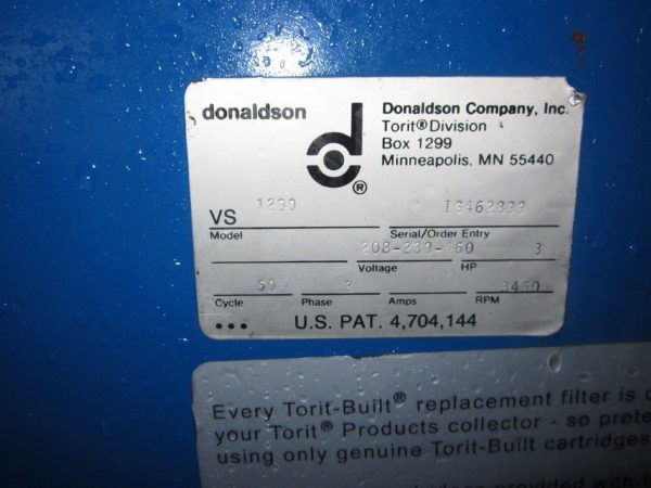 Donaldson Torit VS-1200 (1200 CFM) Used Cartridge Dust Collector-5066