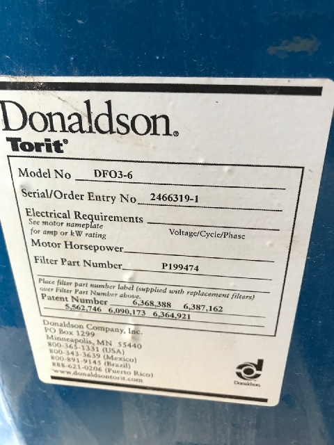 Donaldson Torit DFO 3-6 (4,000 CFM) Used Cartridge Dust Collector-5121 Donaldson Torit DFO 3-6 (4,000 CFM) Used Cartridge Dust Collector-5121