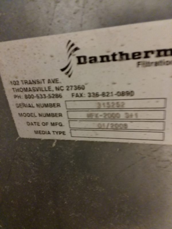 Dantherm Disa NFK-2000 (15,000 CFM) Used Baghouse Dust Collector-5260